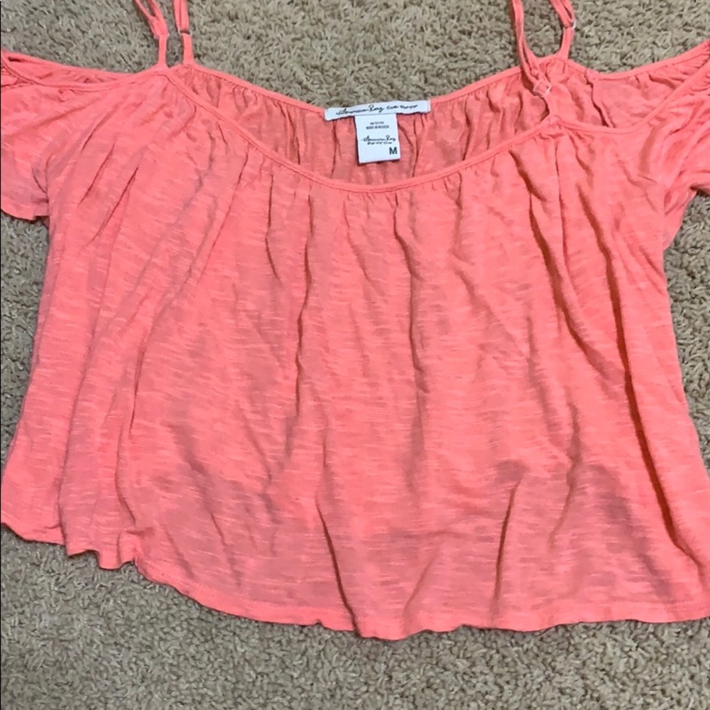 Salmon off the shoulder shirt
